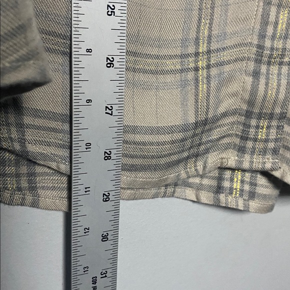 Tuckernuck Ruffle Blouse NWT Women’s XXL Tan Plaid Long Sleeve Collared Shirt - Picture 14 of 15